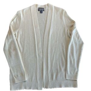Lands’ End Women's Butter Yellow Long Sleeve Open Long Cardigan Sweater M 10/12